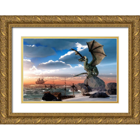 Scourge Of The Sea Gold Ornate Wood Framed Art Print with Double Matting by Eskridge, Daniel