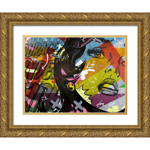 Left of Yes Gold Ornate Wood Framed Art Print with Double Matting by Monteavaro, Dan