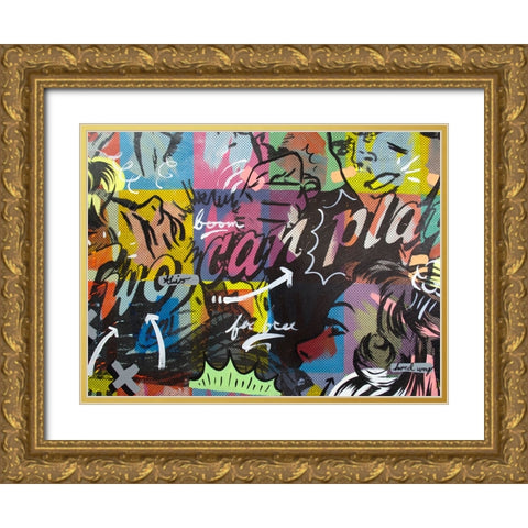 Two Can Play Gold Ornate Wood Framed Art Print with Double Matting by Monteavaro, Dan