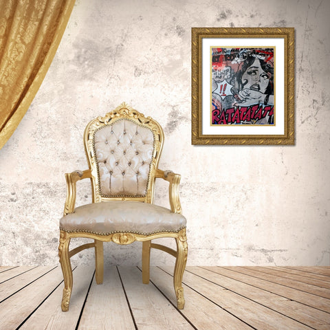 Hot Rod Gold Ornate Wood Framed Art Print with Double Matting by Monteavaro, Dan