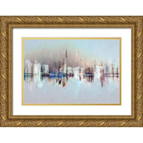 City of Pastels Gold Ornate Wood Framed Art Print with Double Matting by Manlove, David