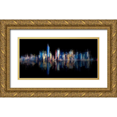 New York Pan 6 Gold Ornate Wood Framed Art Print with Double Matting by Manlove, David
