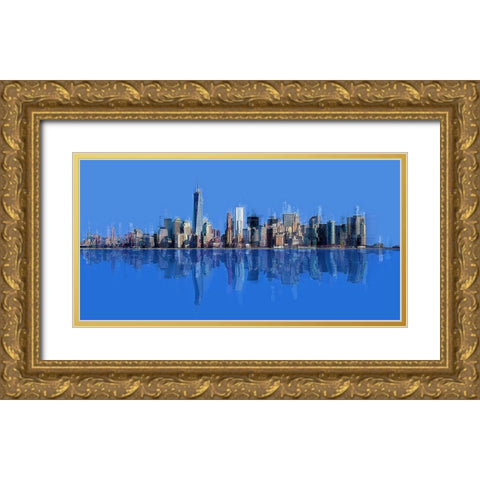New York Pan 10 Gold Ornate Wood Framed Art Print with Double Matting by Manlove, David