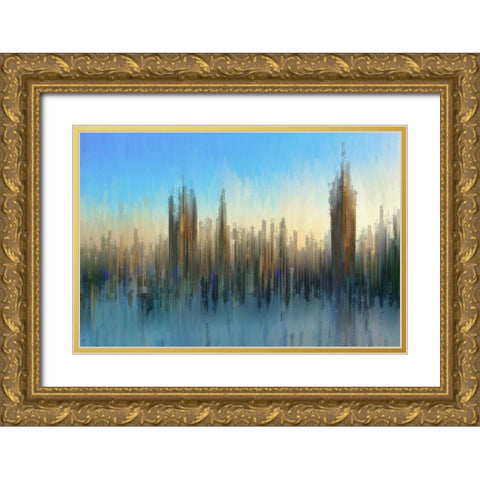PixelWestminster Gold Ornate Wood Framed Art Print with Double Matting by Manlove, David