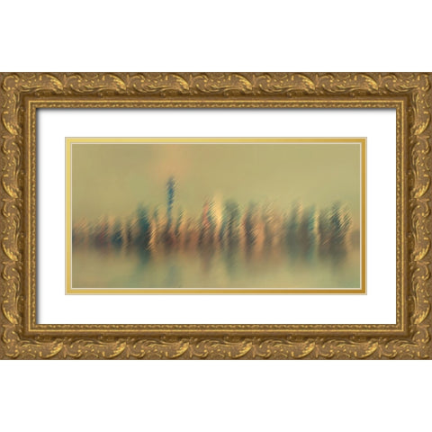 New York Mist Gold Ornate Wood Framed Art Print with Double Matting by Manlove, David
