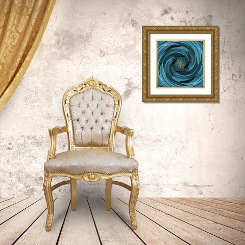 Sapphire Swirl Gold Ornate Wood Framed Art Print with Double Matting by Manlove, David