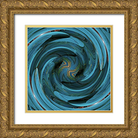 Sapphire Swirl Gold Ornate Wood Framed Art Print with Double Matting by Manlove, David