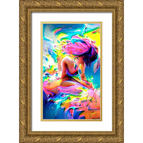 Surfs Up Gold Ornate Wood Framed Art Print with Double Matting by Manlove, David