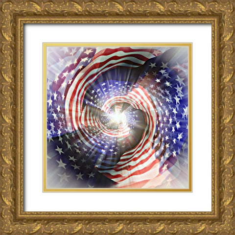 Americas Spiral B Gold Ornate Wood Framed Art Print with Double Matting by Manlove, David