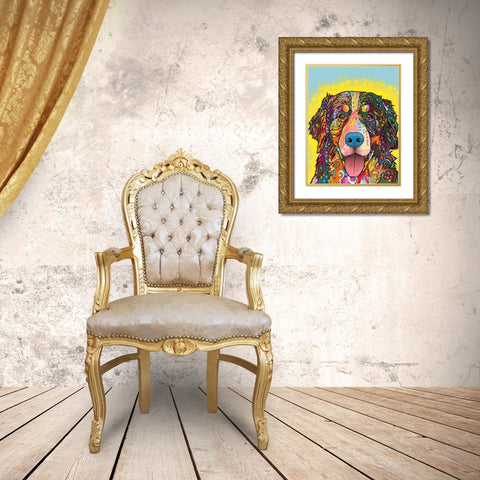 Bernese Mountain Dog Gold Ornate Wood Framed Art Print with Double Matting by Dean Russo Collection