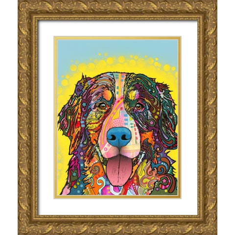 Bernese Mountain Dog Gold Ornate Wood Framed Art Print with Double Matting by Dean Russo Collection