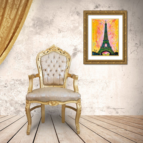 Eiffel ALI Gold Ornate Wood Framed Art Print with Double Matting by Dean Russo Collection