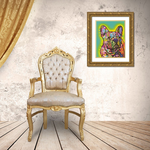 French Bulldog III Gold Ornate Wood Framed Art Print with Double Matting by Dean Russo Collection