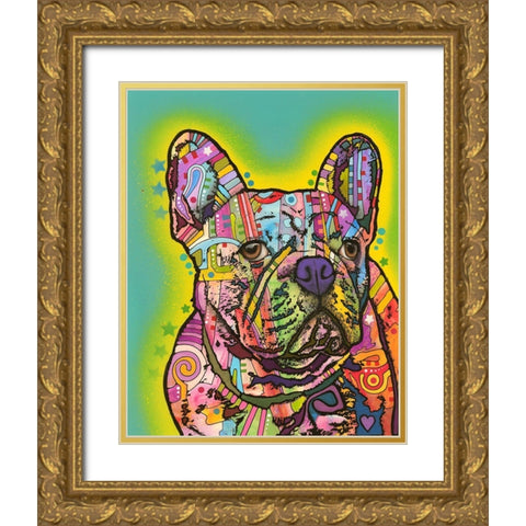 French Bulldog III Gold Ornate Wood Framed Art Print with Double Matting by Dean Russo Collection
