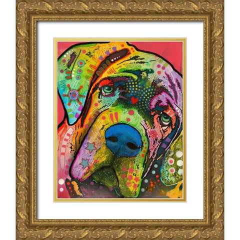 Mastiff Gold Ornate Wood Framed Art Print with Double Matting by Dean Russo Collection