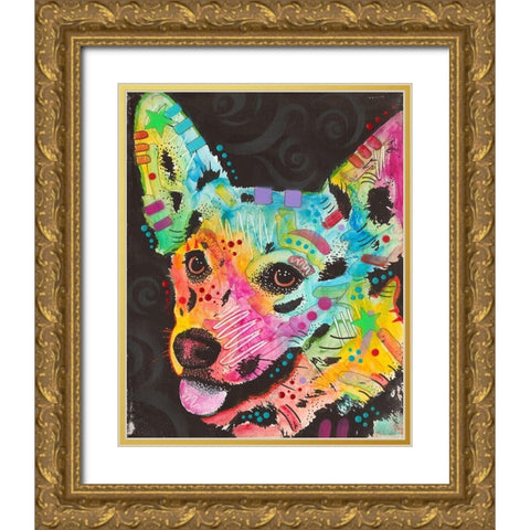 Corgi Pup Gold Ornate Wood Framed Art Print with Double Matting by Dean Russo Collection