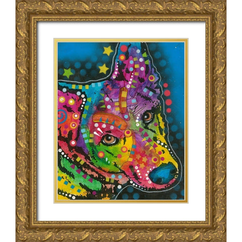 Herding Dog Gold Ornate Wood Framed Art Print with Double Matting by Dean Russo Collection