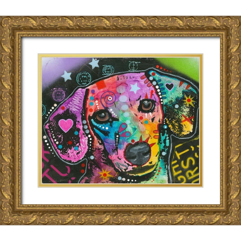 Alphabet Hound Gold Ornate Wood Framed Art Print with Double Matting by Dean Russo Collection