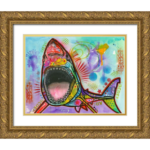 Shark 1 Gold Ornate Wood Framed Art Print with Double Matting by Dean Russo Collection