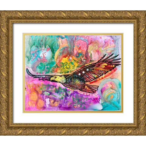 Sacred Eagle Gold Ornate Wood Framed Art Print with Double Matting by Dean Russo Collection