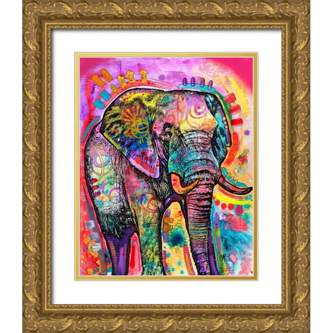 Elephant in Charge Gold Ornate Wood Framed Art Print with Double Matting by Dean Russo Collection