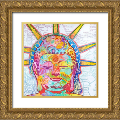 Buddha Liberty Gold Ornate Wood Framed Art Print with Double Matting by Dean Russo Collection