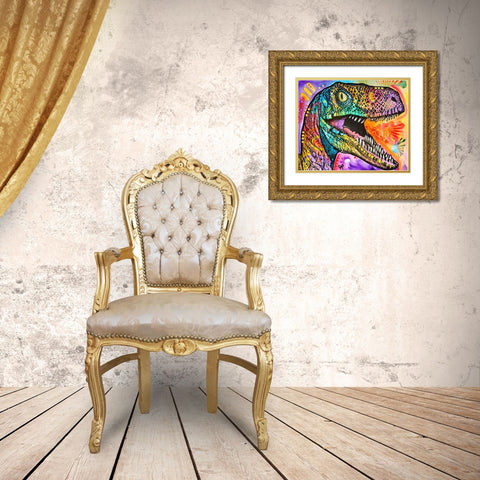 Raptor Gold Ornate Wood Framed Art Print with Double Matting by Dean Russo Collection