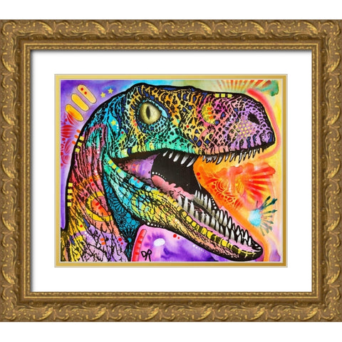 Raptor Gold Ornate Wood Framed Art Print with Double Matting by Dean Russo Collection