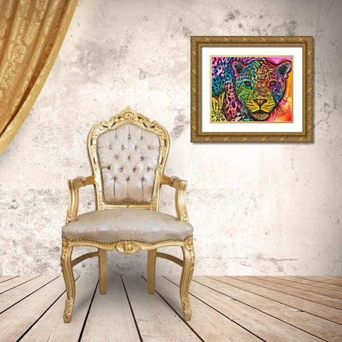 Leopard Spots Gold Ornate Wood Framed Art Print with Double Matting by Dean Russo Collection
