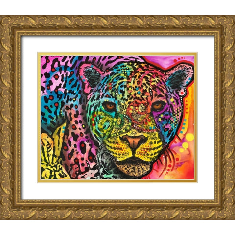 Leopard Spots Gold Ornate Wood Framed Art Print with Double Matting by Dean Russo Collection