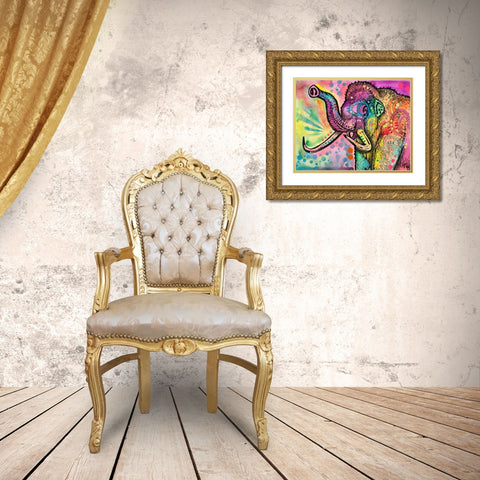 Woolly Mammoth Gold Ornate Wood Framed Art Print with Double Matting by Dean Russo Collection