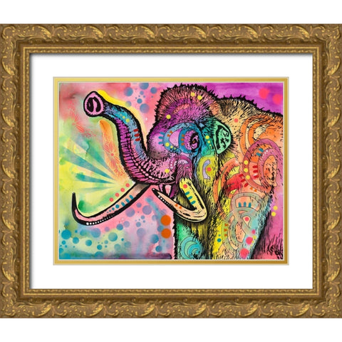 Woolly Mammoth Gold Ornate Wood Framed Art Print with Double Matting by Dean Russo Collection