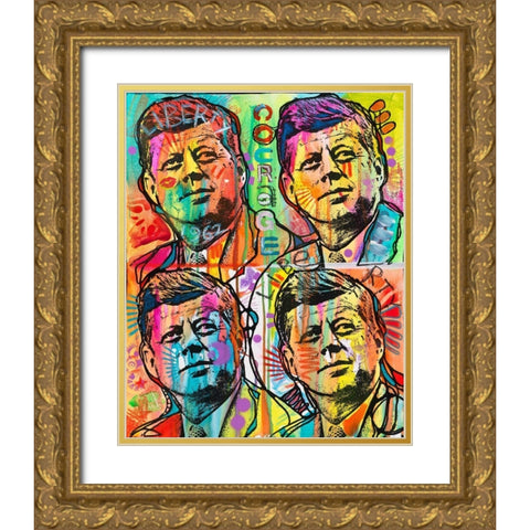 JFk 4 up Gold Ornate Wood Framed Art Print with Double Matting by Dean Russo Collection