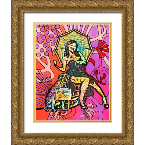 Pinup for Pitbulls Gold Ornate Wood Framed Art Print with Double Matting by Dean Russo Collection