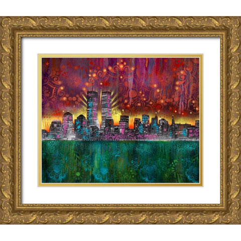 Skyline Gold Ornate Wood Framed Art Print with Double Matting by Dean Russo Collection