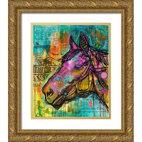 Horsepower Gold Ornate Wood Framed Art Print with Double Matting by Dean Russo Collection