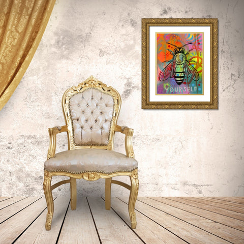 Bee Yourself Gold Ornate Wood Framed Art Print with Double Matting by Dean Russo Collection