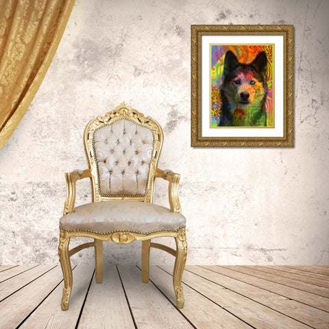 Huskys Eye Gold Ornate Wood Framed Art Print with Double Matting by Dean Russo Collection