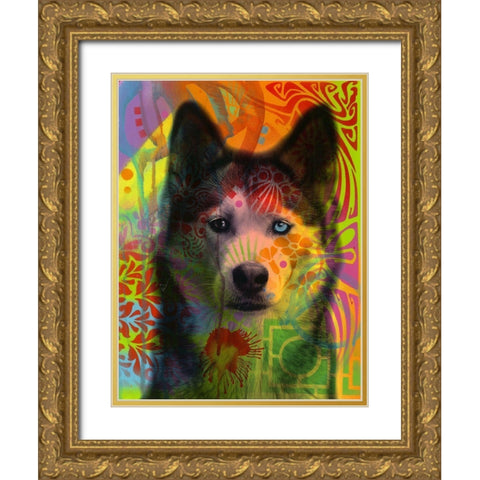 Huskys Eye Gold Ornate Wood Framed Art Print with Double Matting by Dean Russo Collection