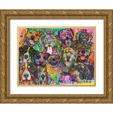 Best Friends Gold Ornate Wood Framed Art Print with Double Matting by Dean Russo Collection