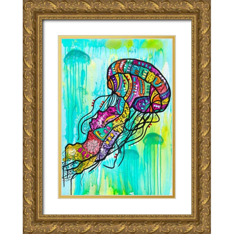 Jellyfish Gold Ornate Wood Framed Art Print with Double Matting by Dean Russo Collection