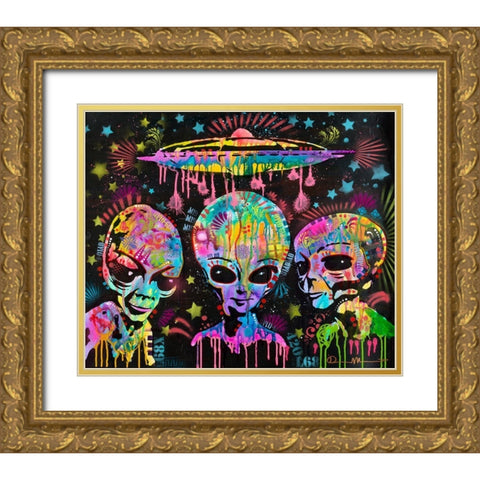 Aliens Gold Ornate Wood Framed Art Print with Double Matting by Dean Russo Collection