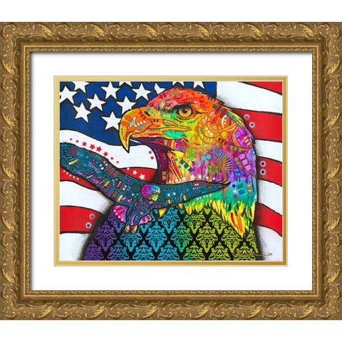 American Eagle Gold Ornate Wood Framed Art Print with Double Matting by Dean Russo Collection