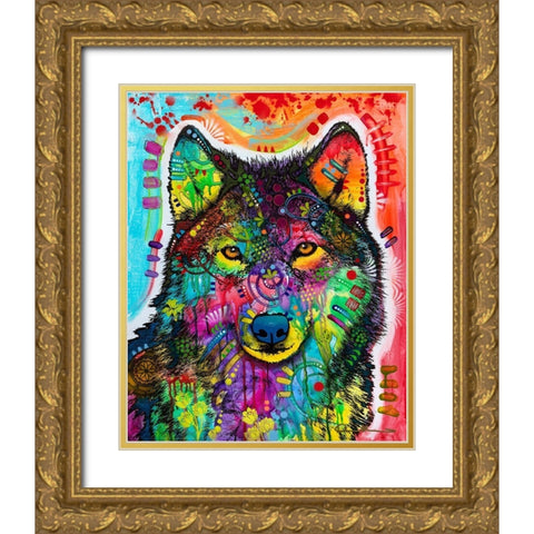 Wolf 3 Gold Ornate Wood Framed Art Print with Double Matting by Dean Russo Collection