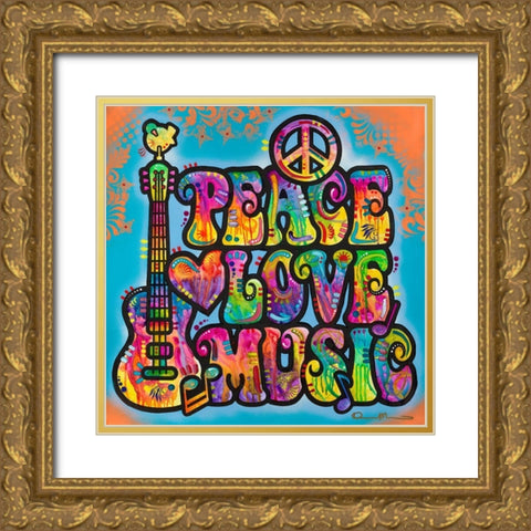 Peace Love Music Gold Ornate Wood Framed Art Print with Double Matting by Dean Russo Collection