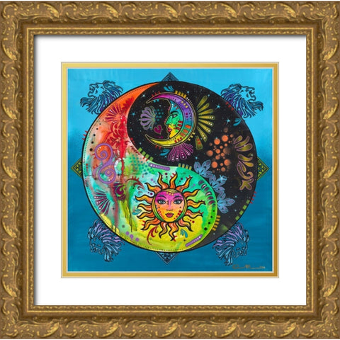 Yin Yang - Sun and Moon Gold Ornate Wood Framed Art Print with Double Matting by Dean Russo Collection