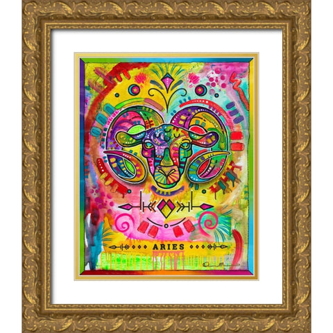 Aries Gold Ornate Wood Framed Art Print with Double Matting by Dean Russo Collection