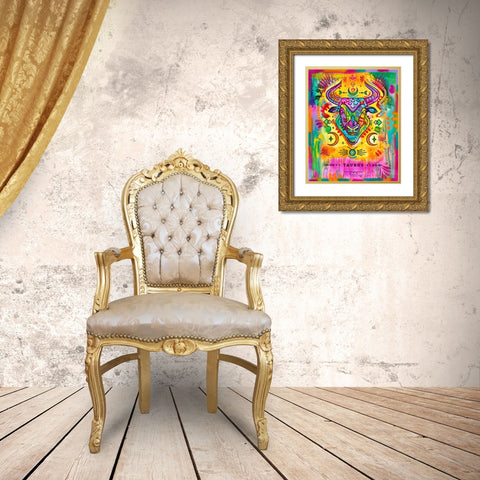 Taurus Gold Ornate Wood Framed Art Print with Double Matting by Dean Russo Collection