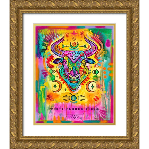 Taurus Gold Ornate Wood Framed Art Print with Double Matting by Dean Russo Collection