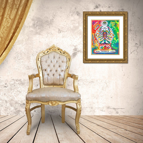 Scorpio Gold Ornate Wood Framed Art Print with Double Matting by Dean Russo Collection